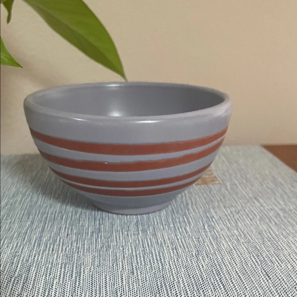 Set of 4 Starbucks Stoneware Swirl Bowls – Gray & Orange Stripes